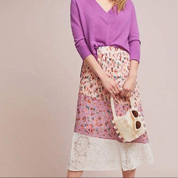 Anthropologie LAIA Pleated floral skirt - Picture 7 of 8